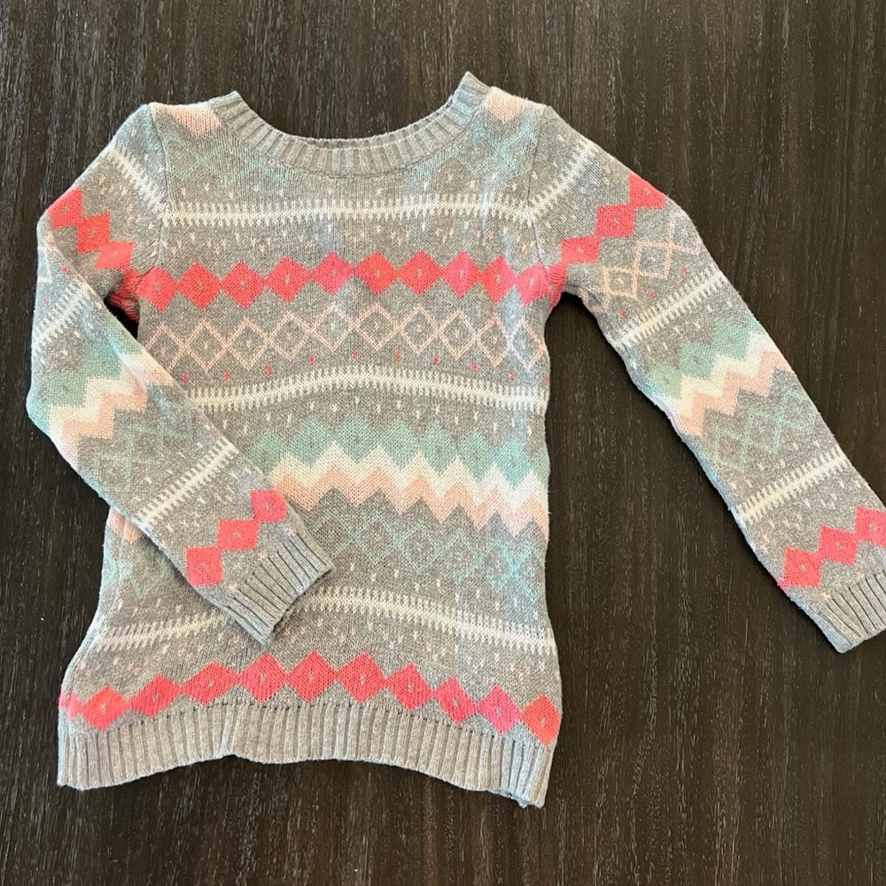 Carter's Girls Grey With Pattern Knit Sweater 5